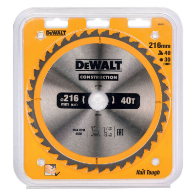 Купити Диск пиляльний СONSTRUCTION DeWALT DT1953. Офіційний магазин Dewalt Україна. Фірмовий інструмент та обладнання DeWALT, STANLEY, BLACK+DECKER, BOSTITCH