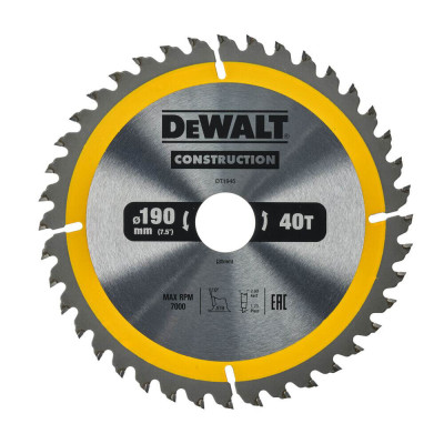 Купити Диск пиляльний СONSTRUCTION DeWALT DT1945. Офіційний магазин Dewalt Україна. Фірмовий інструмент та обладнання DeWALT, STANLEY, BLACK+DECKER, BOSTITCH