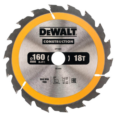 Купить Диск пильный СONSTRUCTION DeWALT DT1931. Официальный магазин Dewalt Украина. Фирменный инструмент и оборудовние DeWALT, STANLEY, BLACK+DECKER, BOSTITCH