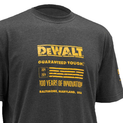 Купити Футболка 100 YEAR T-SHIRT DeWALT DWC240-004-M. Офіційний магазин Dewalt Україна. Фірмовий інструмент та обладнання DeWALT, STANLEY, BLACK+DECKER, BOSTITCH