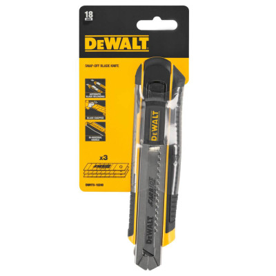 Купить Нож SLIDER – CARTRIDGE с лезвием шириной 18 мм с отламывающимися сегментами DeWALT DWHT0-10249. Официальный магазин Dewalt Украина. Фирменный инструмент и оборудовние DeWALT, STANLEY, BLACK+DECKER, BOSTITCH