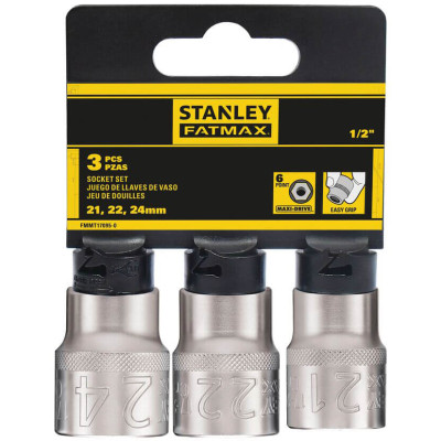 Купить Набор торцевых головок 1/2 Maxi Drive, с шестигранным профилем, 3 шт: 21, 22, 24 мм STANLEY FMMT17095-0. Официальный магазин Dewalt Украина. Фирменный инструмент и оборудовние DeWALT, STANLEY, BLACK+DECKER, BOSTITCH