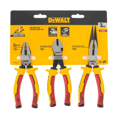 Купити Набір з трьох шарнірно-губцевих інструментів LASER HARDENED VDE 1000V DeWALT DWHT82811-0. Офіційний магазин Dewalt Україна. Фірмовий інструмент та обладнання DeWALT, STANLEY, BLACK+DECKER, BOSTITCH