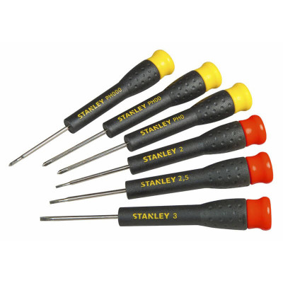 Купить Набор из шести отверток для точной механики STANLEY STHT0-62632. Официальный магазин Dewalt Украина. Фирменный инструмент и оборудовние DeWALT, STANLEY, BLACK+DECKER, BOSTITCH