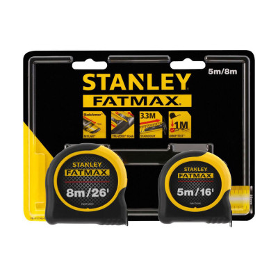 Купити Рулетки вимірювальні FatMax®, 5м/16х25мм + 8/26х25, у хромованому корпусі STANLEY FMHT81745-0. Офіційний магазин Dewalt Україна. Фірмовий інструмент та обладнання DeWALT, STANLEY, BLACK+DECKER, BOSTITCH