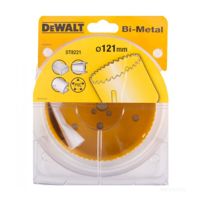 Купить Цифенбор биметаллический диаметр 121 мм DeWALT DT8221. Официальный магазин Dewalt Украина. Фирменный инструмент и оборудовние DeWALT, STANLEY, BLACK+DECKER, BOSTITCH