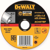 Купить Круг отрезной по алюминию диаметр 125 мм DeWALT DT43360. Официальный магазин Dewalt Украина. Фирменный инструмент и оборудовние DeWALT, STANLEY, BLACK+DECKER, BOSTITCH
