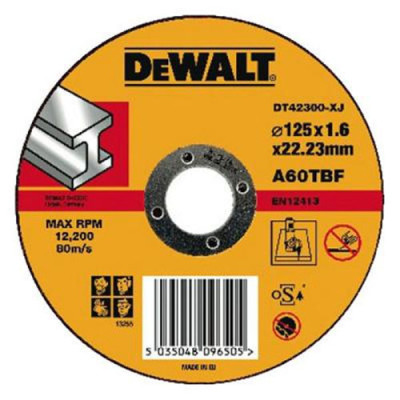Купить Круг отрезной по металлу диаметр 125 мм DeWALT DT42300. Официальный магазин Dewalt Украина. Фирменный инструмент и оборудовние DeWALT, STANLEY, BLACK+DECKER, BOSTITCH