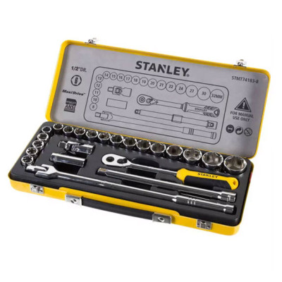 Купити Набір головок торцевих 1/2 із двадцяти чотирьох предметів STANLEY STMT74183-8. Офіційний магазин Dewalt Україна. Фірмовий інструмент та обладнання DeWALT, STANLEY, BLACK+DECKER, BOSTITCH