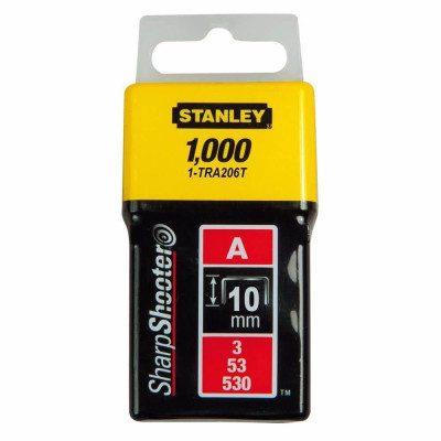 Купить Скобы тип А высотой 10 мм, для степлера ручного Light Duty, в упаковке 1000 шт STANLEY 1-TRA206T. Официальный магазин Dewalt Украина. Фирменный инструмент и оборудовние DeWALT, STANLEY, BLACK+DECKER, BOSTITCH