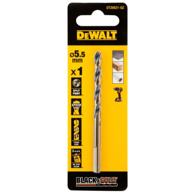 Купити Свердло по металу Black & Gold DeWALT DT20521. Офіційний магазин Dewalt Україна. Фірмовий інструмент та обладнання DeWALT, STANLEY, BLACK+DECKER, BOSTITCH