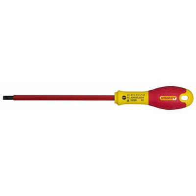 Купить Отвертка электрика FatMax VDE 1000V изолированная с жалом под шлиц SL2.5 длиной 50 мм STANLEY 0-65-410. Официальный магазин Dewalt Украина. Фирменный инструмент и оборудовние DeWALT, STANLEY, BLACK+DECKER, BOSTITCH